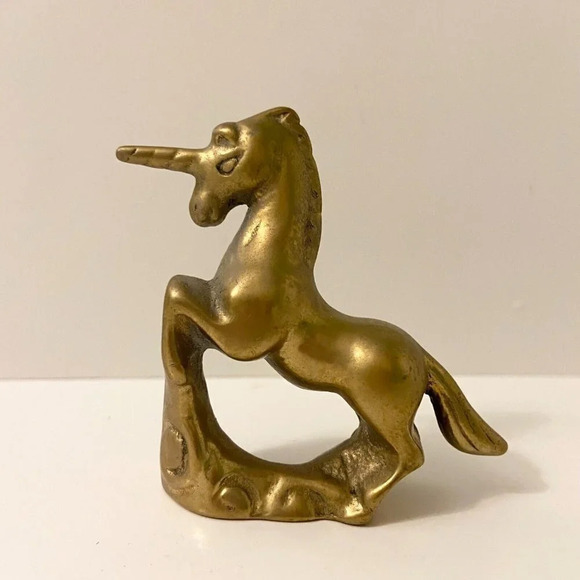 Vintage Brass Unicorn Collectible Figurine  2.5 Inch Size Figure Mystical - Picture 5 of 15